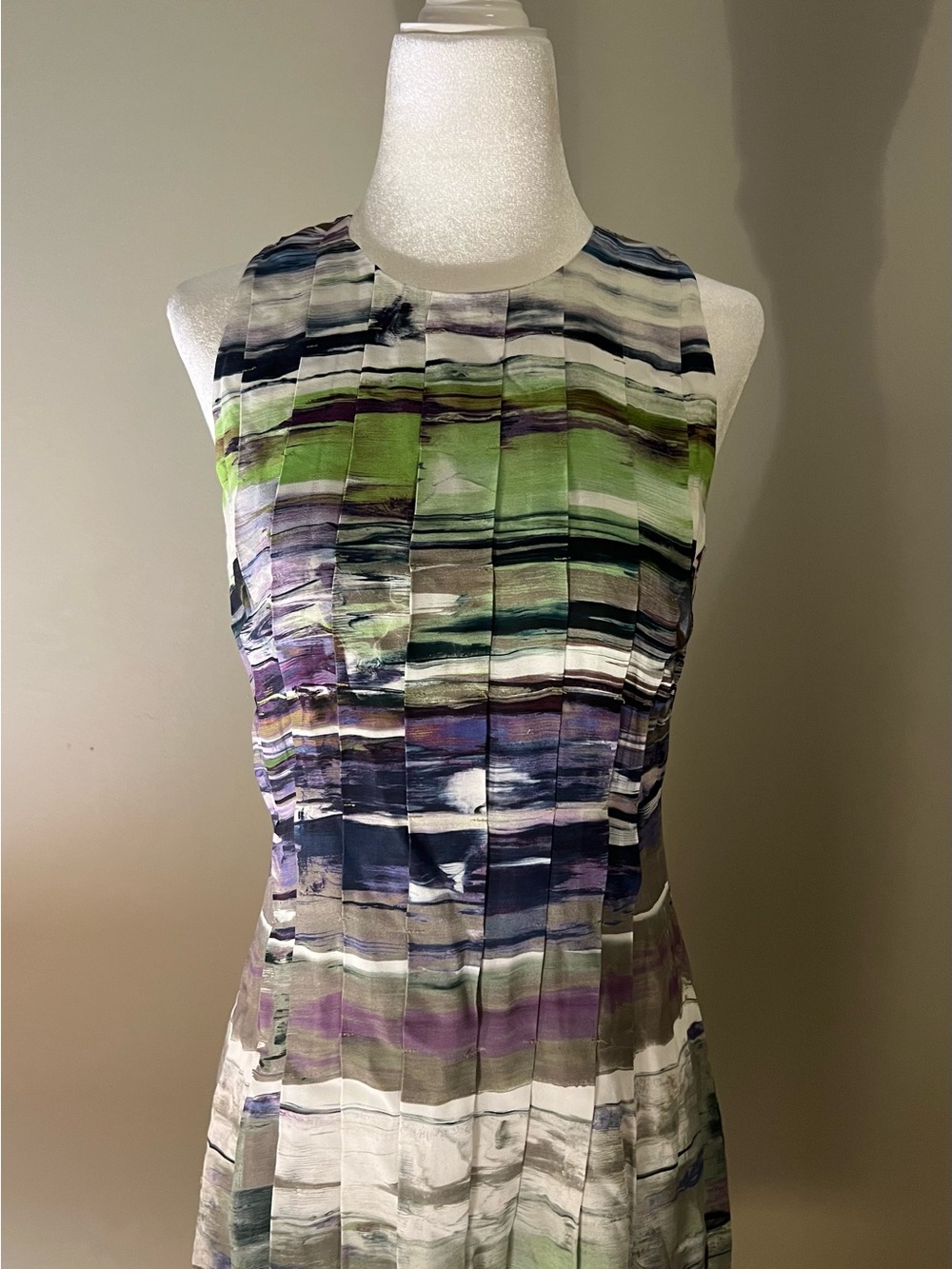 Worth Midi‎ Dress in Green, Purple & White